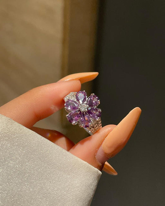 Royal Flower Ring- purple