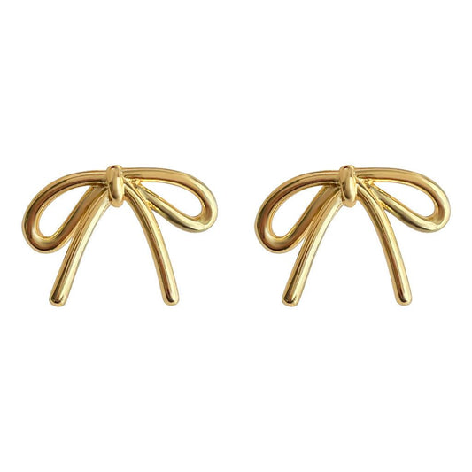 Lazy Bow Earrings- golden