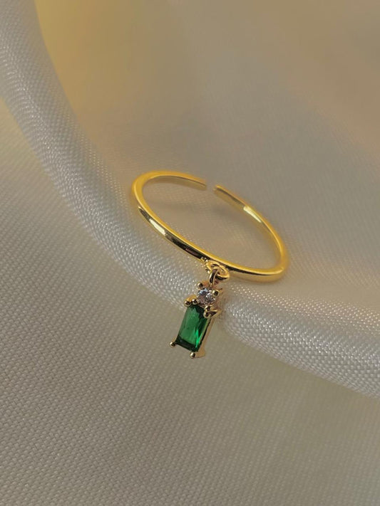 Precious Solitaire Drop Ring- green