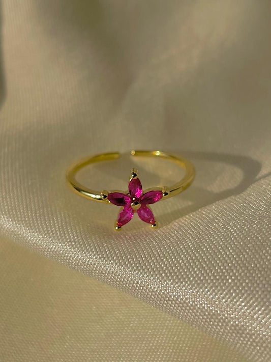 Tinkerbell Flower Ring- deep pink