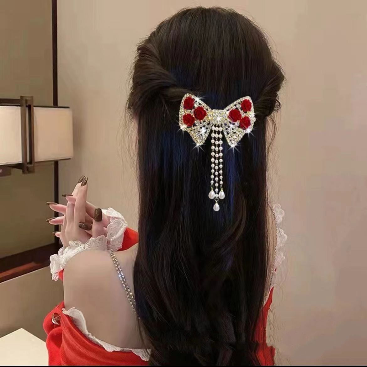 ヘアアクセサリー Rose Bow Hair Clip Amazon.com : Generic Rose Bow Hair Clip Lolita Gothic Rose Bowknot