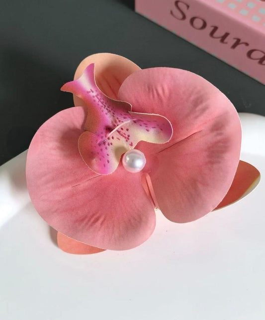 Beach essential orchid Hairclip- peachy pink