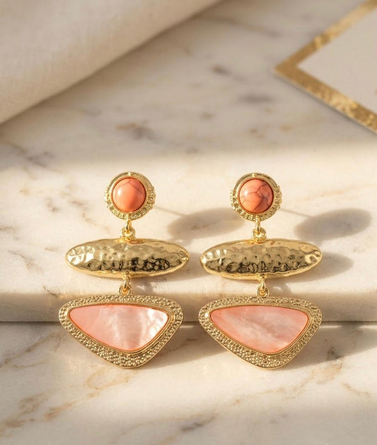 Solstice Coral Abstract Drop Earrings