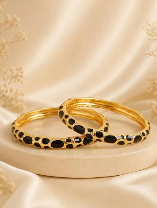 Golden Purr Enamel Bangle ( pack of 2 )