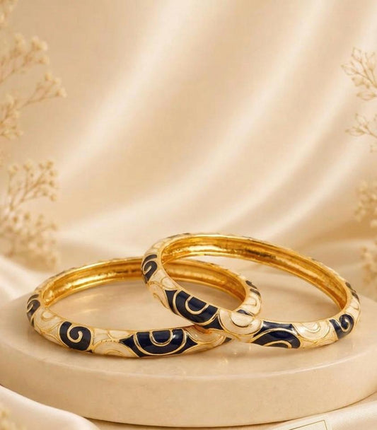 Monochrome Swirls Enamel Bangle ( pair of 2pcs )