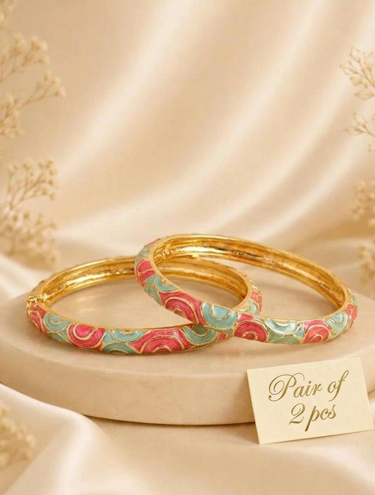 Crimson Crest Enamel Bangle ( pair of 2pcs )