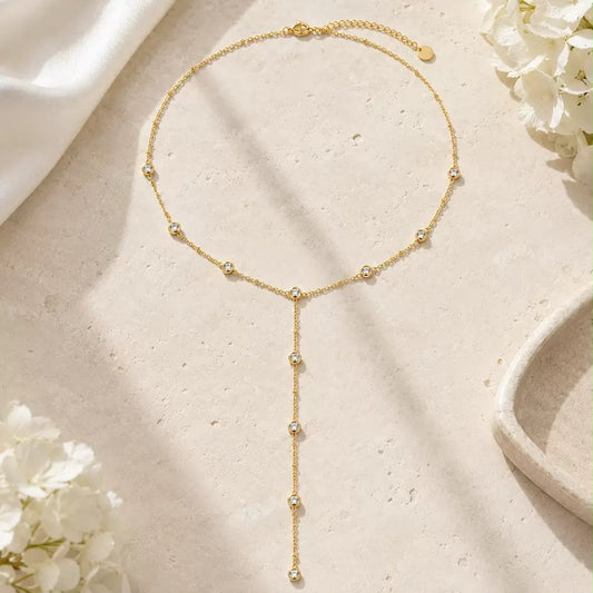 Lustre Cascade Lariat Necklace