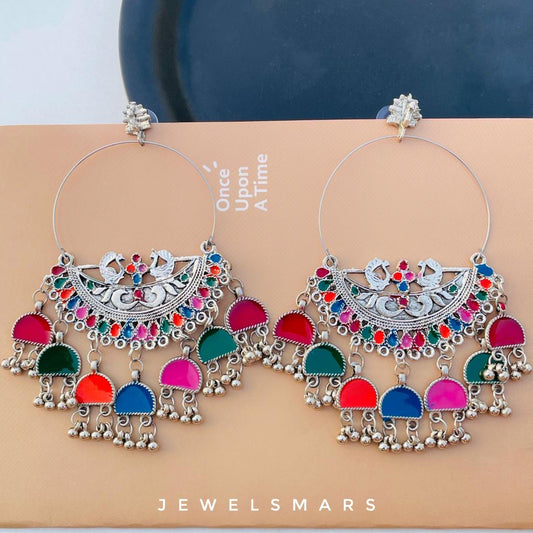 Afgani Peacock Chandbali Earrings