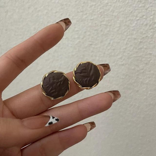 Brown Statement Stud Earrings