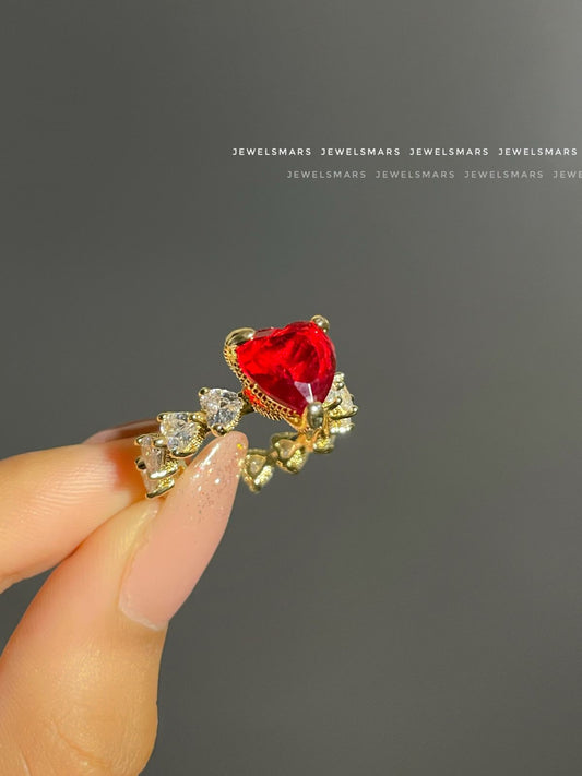 Icy Heart Ring - red
