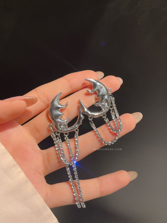 K-pop Rhinestone tassel drop Earrings