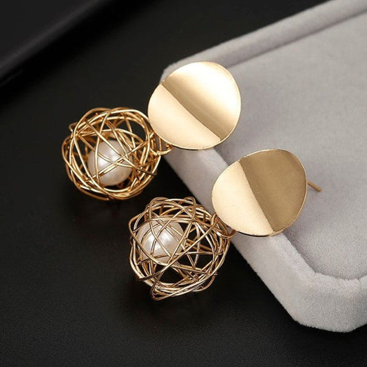 Korean Pearl Statement Wired Earrings