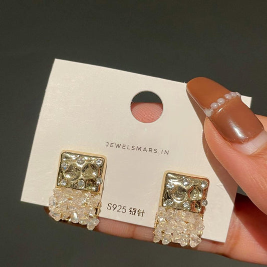 Premium Crystal Earrings with Gold Detailing