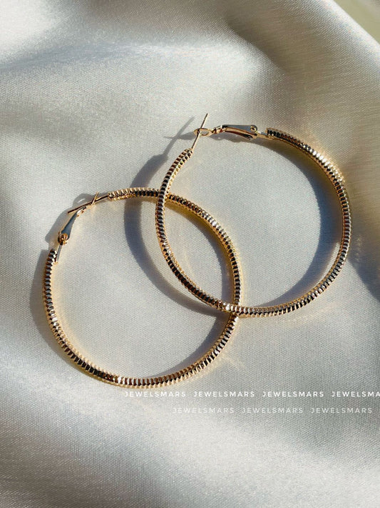 Round Textured Hoop Earrings