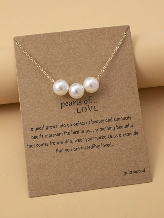 THREE PEARL MINIMAL NECKLACE (anti tarnish)