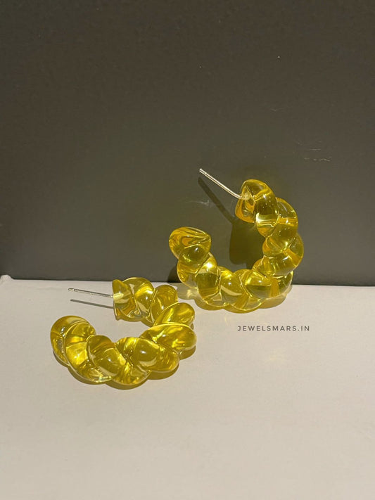 The Sunrise Yellow Twisted Hoop Earrings