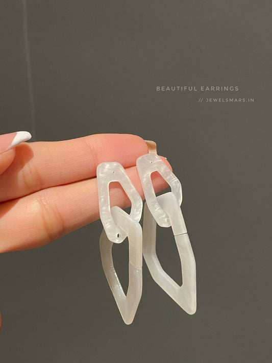 White Statement Earrings- can be worn in 2 ways