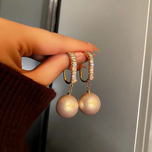 Zircon Pearl Drop Party Glam Earrings